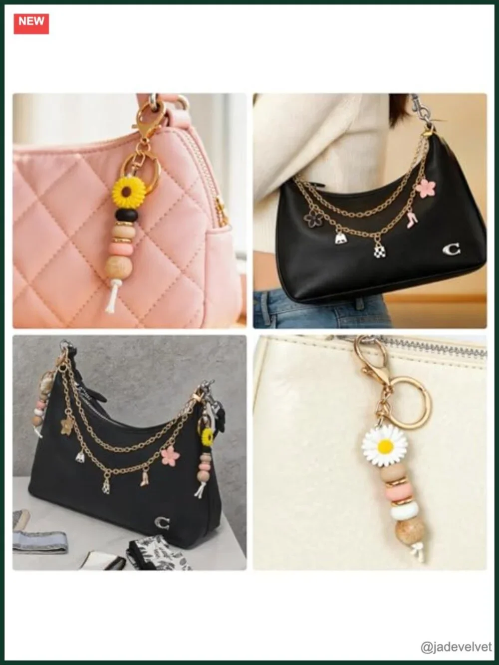 8pcs Women Handbag Scarf Set with 2pcs Daisy Keychain Charms